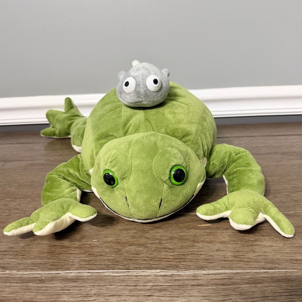 Green Bullfrog & Tad Pole Plush Stuffed Animal Toy Bundle